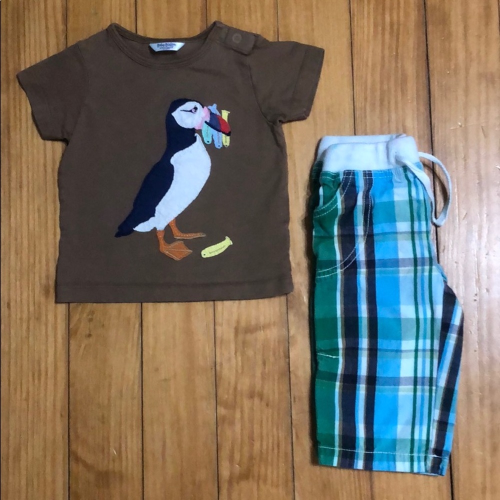 MINI BODEN BABY BOY SET 6-12 PANT TOP EUC